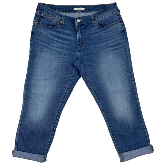 Levi’s Boyfriend Cuffed Crop Mid-Denim Wash Jeans - Picture 4 of 11